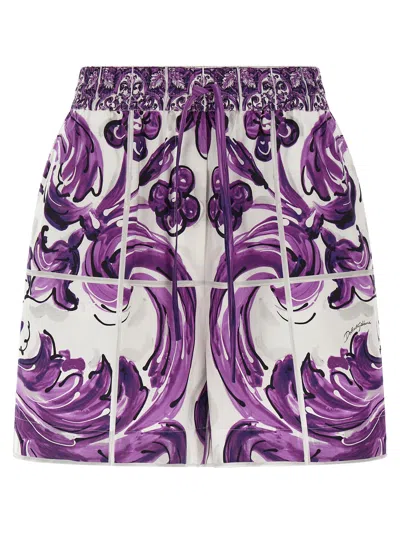 Dolce & Gabbana Maiolica Bermuda And Short Multicolor In Purple