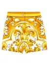 Dolce & Gabbana Yellow And White Short With Majolica Print In Cotton Woman
