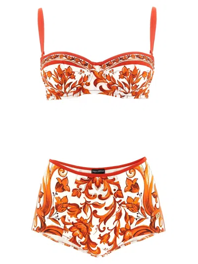 Dolce & Gabbana Maiolica Bikini In Orange
