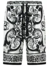 Dolce & Gabbana Bermuda Shorts In Silk With Majolica Print Trousers Black In Multi