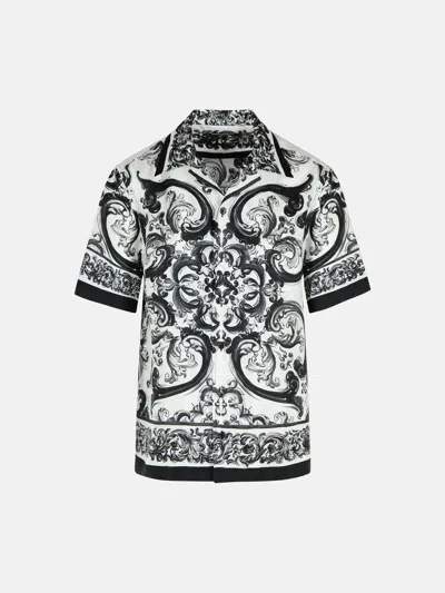 Dolce & Gabbana 'maiolica' Black Silk Shirt
