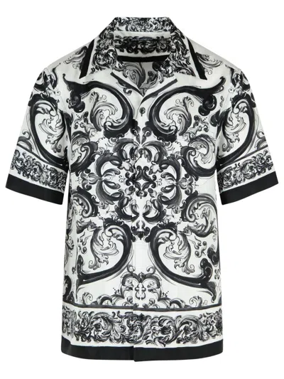 DOLCE & GABBANA DOLCE & GABBANA MAIOLICA' BLACK SILK SHIRT