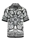 Dolce & Gabbana Maiolica Print Silk Twill S/s Shirt In Black
