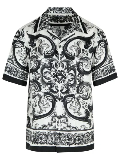 DOLCE & GABBANA DOLCE & GABBANA 'MAIOLICA' BLACK SILK SHIRT MEN