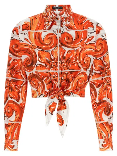 Dolce & Gabbana Maiolica Blouse In Orange