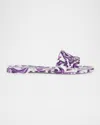 Dolce & Gabbana Maiolica Cut-out Dg Rubber Sandals In Purple