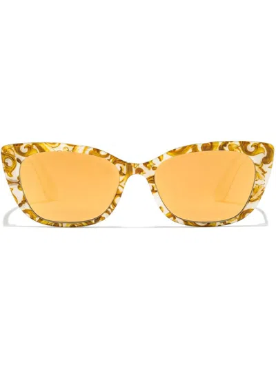 Dolce & Gabbana Kids' Maiolica Gialla Cat-eye Sunglasses In Yellow