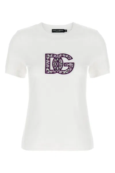 Dolce & Gabbana 'maiolica' Logo Patch T-shirt In White