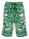 Dolce & Gabbana Maiolica Print Silk Bermuda In Green