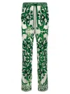 Dolce & Gabbana Silk Twill Jogging Pants With Majolica Print In Green