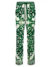 Dolce & Gabbana Silk Twill Jogging Pants With Majolica Print In Green