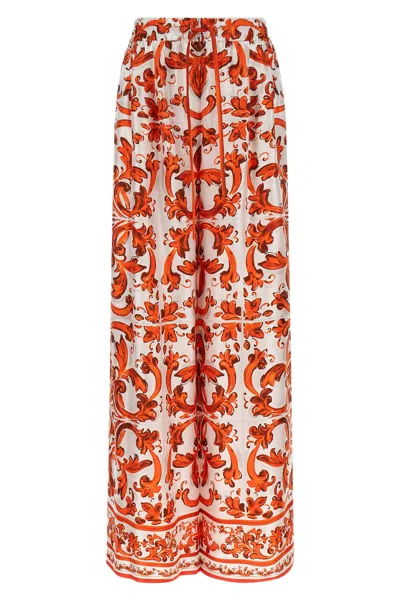 Dolce & Gabbana 'maiolica' Pants In Orange
