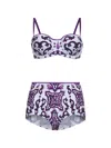 Dolce & Gabbana Women Maiolica Print Balconette Bikini In Purple