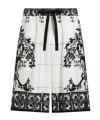 Dolce & Gabbana Monochrome Floral Elastic Waistband Knee Length Shorts