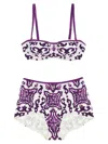 Dolce & Gabbana Women Maiolica Print Balconette Bikini In Purple