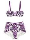 Dolce & Gabbana Women Maiolica Print Balconette Bikini In Purple