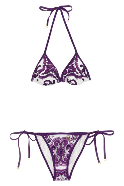 Dolce & Gabbana 'maiolica' Print Bikini In Purple