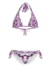Dolce & Gabbana Women Majolica Print Padded Triangle Bikini Swimsuit In Purple