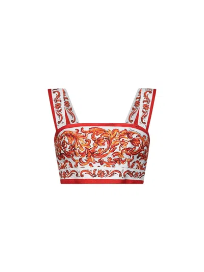 Dolce & Gabbana Maiolica Print Bodysuit In Red