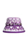 Dolce & Gabbana Majolica-print Crystal Bucket Hat In Purple