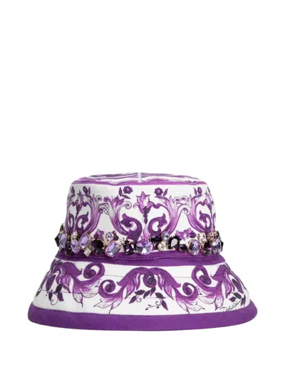 Dolce & Gabbana Maiolica-print Bucket Hat In Purple