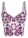 Dolce & Gabbana Cotton Blend Bustier Top With Maiolica Print