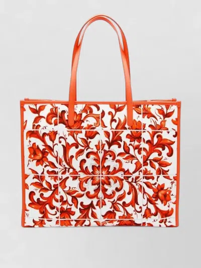 Dolce & Gabbana Maiolica Print Canvas Tote Bag