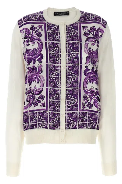 Dolce & Gabbana 'maiolica' Print Cardigan In Neutral
