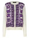 Dolce & Gabbana Women Maiolica Print Silk Cardigan In Purple