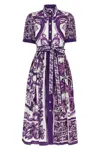 Dolce & Gabbana Maiolica Print Cotton Shirtdress In Purple