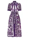 Dolce & Gabbana Dolce&gabbana Poplin Shirt Dress With Maiolica Print In Purple