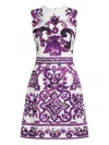 Dolce & Gabbana Women Maiolica Print Cotton Blend Dress In Multi
