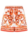 Dolce & Gabbana Shorts In Cotone Arancione Con Stampa Grafica Dolce E Gabbana In Orange