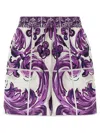 Dolce & Gabbana Women Cotton Shorts With Maiolica Print In Purple