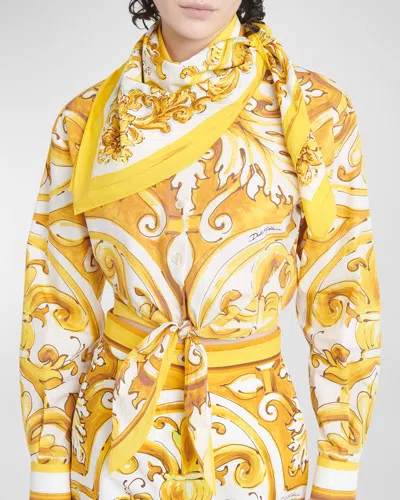 Dolce & Gabbana Majolica-print Cotton Scarf
