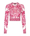 Dolce & Gabbana Maiolica-print Cropped Jumper In Pink