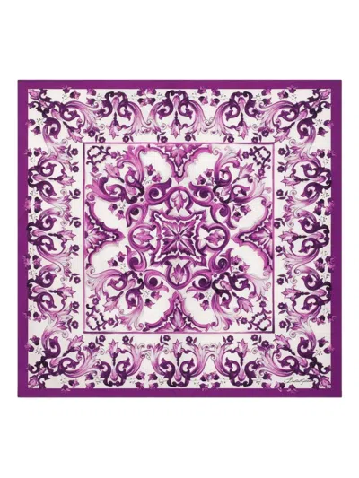 Dolce & Gabbana Maiolica Print Foulard In Purple