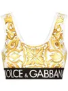 Dolce & Gabbana Majolica-print Cropped Tank Top In Yellow