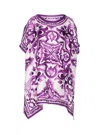 Dolce & Gabbana Kaftano In Twill Stampa Maiolica In Purple
