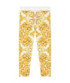Dolce & Gabbana Girls Yellow Majolica Cotton Leggings In Yellow