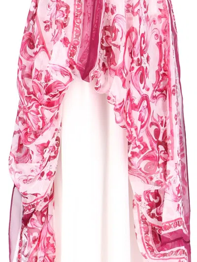 Dolce & Gabbana Maiolica Print Maxi Skirt In Tris Maioliche Fuxia