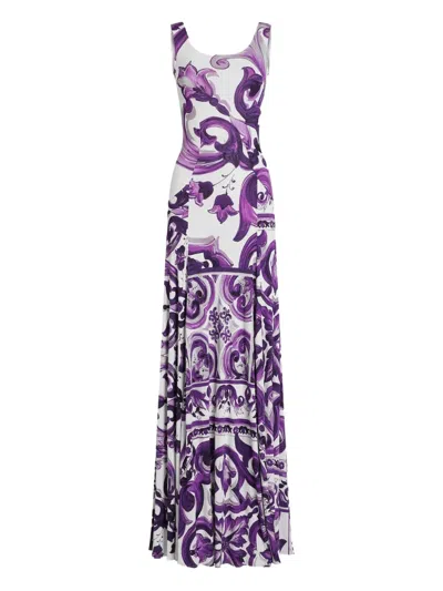 DOLCE & GABBANA MAIOLICA-PRINT MIDI DRESS