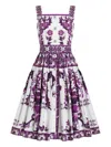 Dolce & Gabbana Cotton Majolica Print Mini Dress