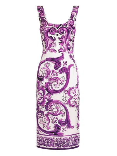 DOLCE & GABBANA MAIOLICA-PRINT MIDI DRESS