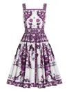 Dolce & Gabbana Cotton Majolica Print Mini Dress In Multi