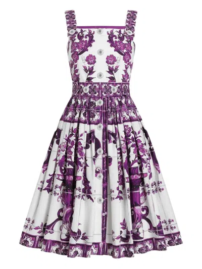 DOLCE & GABBANA DOLCE & GABBANA MAIOLICA PRINT MIDI DRESS