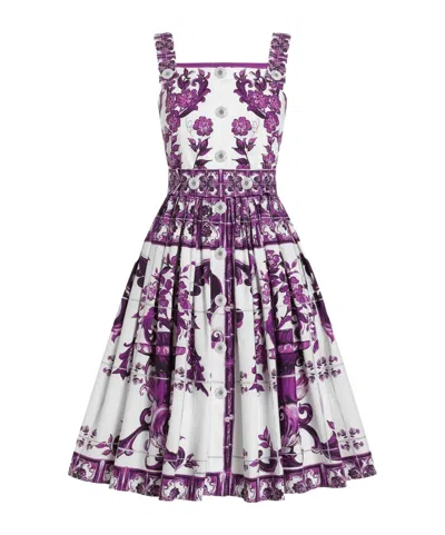 DOLCE & GABBANA MAIOLICA-PRINT MIDI DRESS