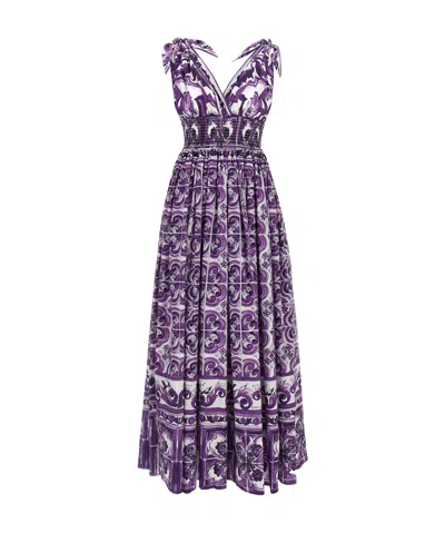 DOLCE & GABBANA MAIOLICA-PRINT MIDI DRESS