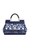 Dolce & Gabbana Maiolica Print Mini Sicily Bag In Blue