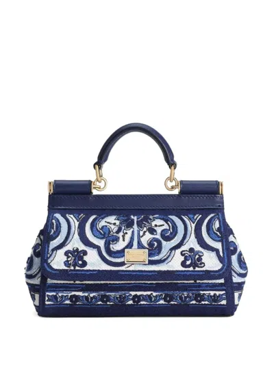 Dolce & Gabbana Maiolica Print Mini Sicily Bag In Blue